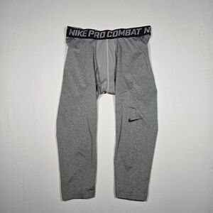 Nike Pro Combat Gray Compression 3/4 Tights Men's Large